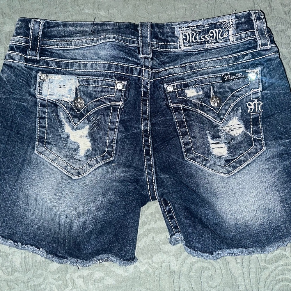 Miss Me Women's Distressed Denim Shorts - Blue